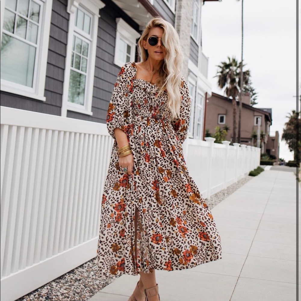 Free People Leopard and Floral Maxi dress-XS